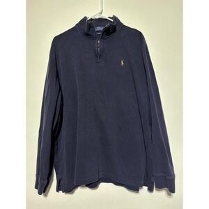 Polo Ralph Lauren Men Size XXL Blue Esate Rib 1/4 Pullover Sweater Spots